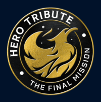 Hero Tribute mission patch with slogan "The Final Mission" emblazoned along perimeter. Golden phoenix rising against starry night sky.