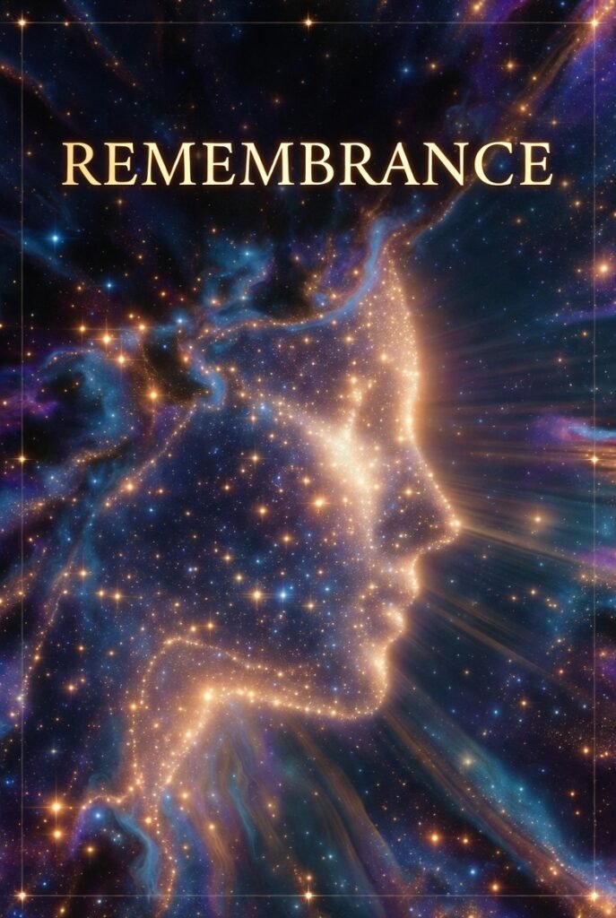 Starry background over Earth horizon from orbit, "Beyond Horizons" text overlay in gold font. Sunrise peaking over the horizon. Beyond Horizons, a symbol of transition. Life continues, not as an end, but beyond what we can see.