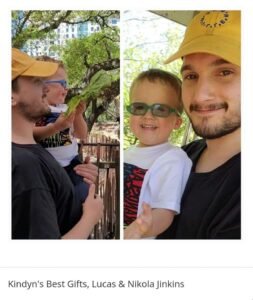 Kindyn Jinkins with his greatest gifts, twin sons Lucas and Nikola Jinkins — a devoted father whose memory will orbit the Earth aboard Space Beyond's Remembrance spacecraft launching October 2027