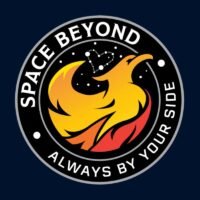Ashes to Space for Pets mission patch, navy background with a phoenix and constellation-heart design, text reading Ashes to Space For Pets and Always By Your Side
